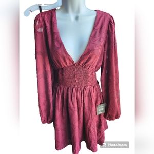 NWT Lulus Maroon Tomorrow and Always Burnout Floral Mini Dress Size S